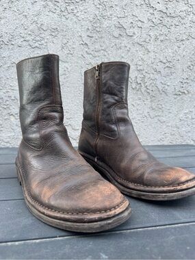 John Varvatos Dark Brown Leather Zip Boots 8.5